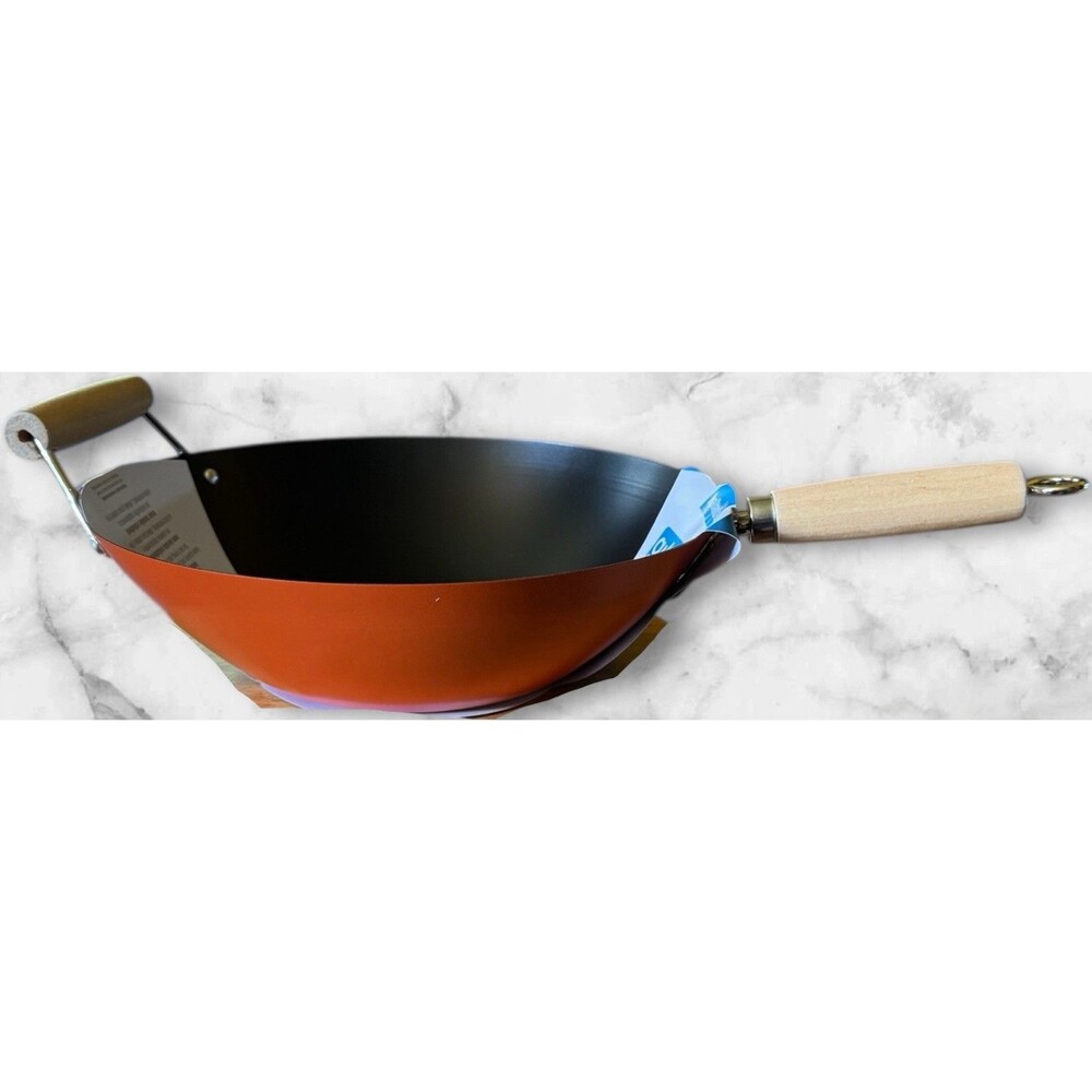 Gibson Everyday Hallandale Wok, 11.8" Durable Non-Stick Steel, New ORANGE